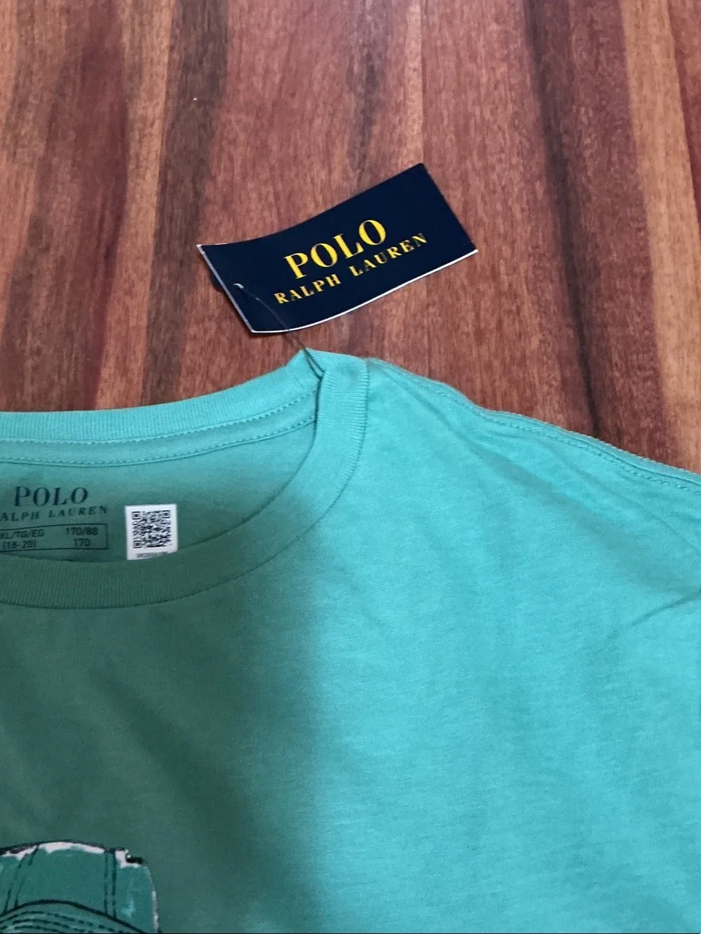 Ralph Lauren Mint Green Polo Bear Graphic Tee nwt kids sz 18 20
